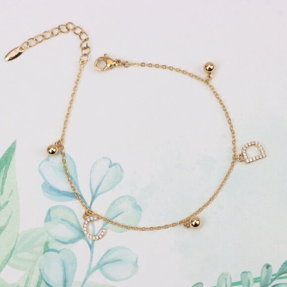 "Delicate Rose Gold Bracelet with CZ Charms & Adjustable Chain, XPBL0843 - Picture 2 of 12